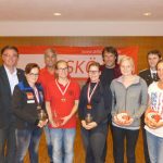 Siegerinnen Frauen mit ASKÖ Präsident Klaus Gasteiger, Landessportwart Manfred Hofbauer, Bürgermeister Ingo Mayr und OSM Gebhard Ennemoser